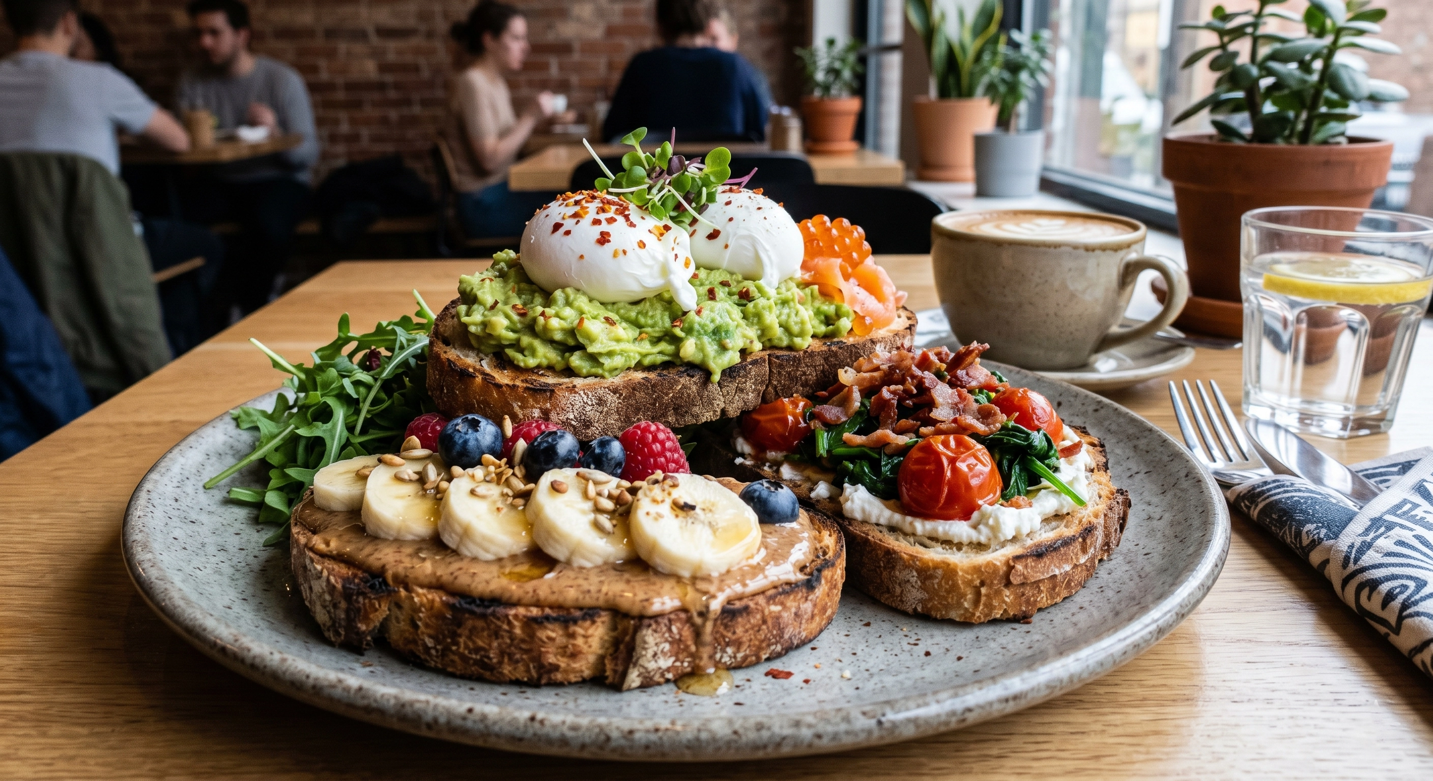 Large café-style sourdough toast served on a plate