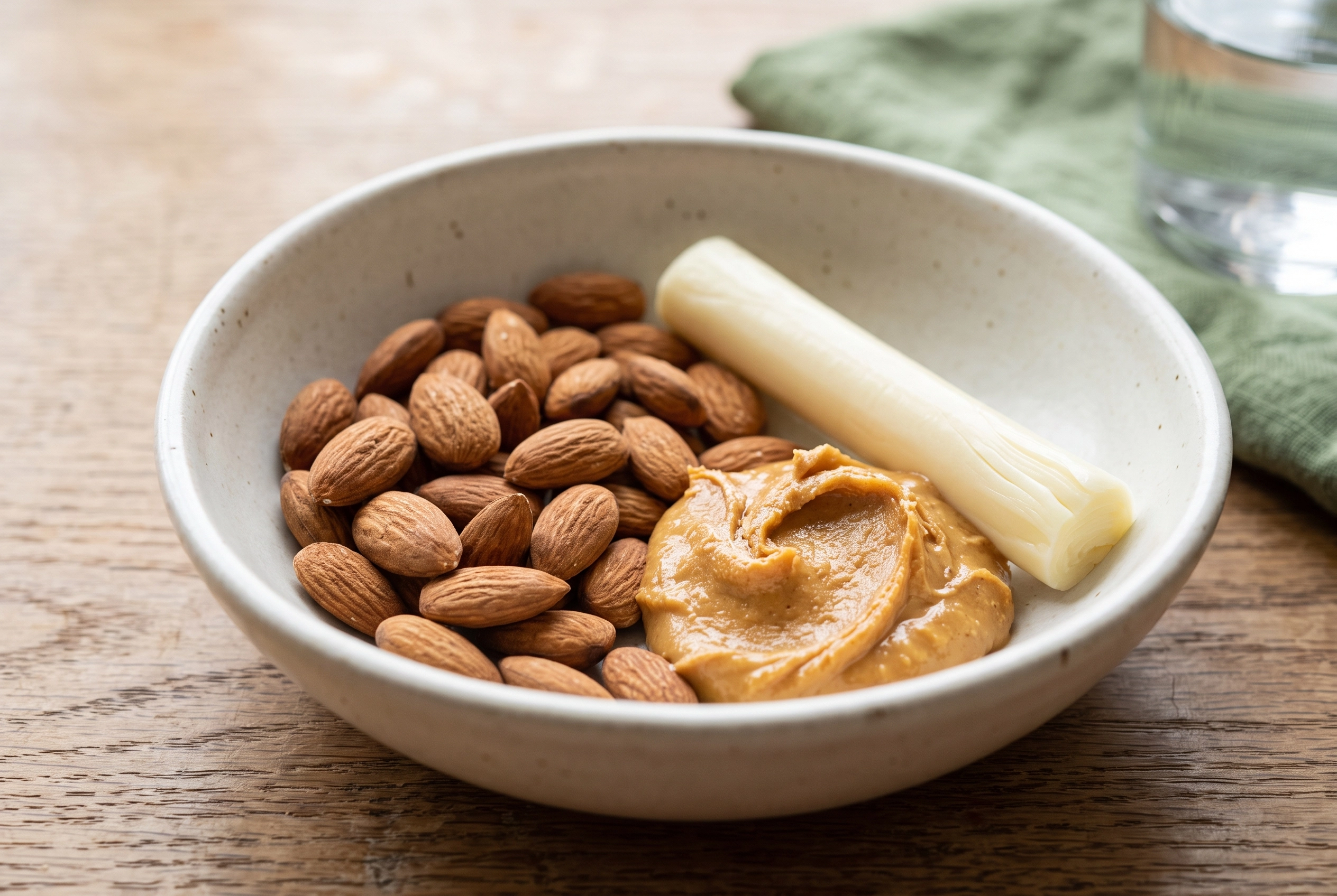 Small, nutrient-dense snacks like almonds and cheese that are easy to eat when you lack appetite