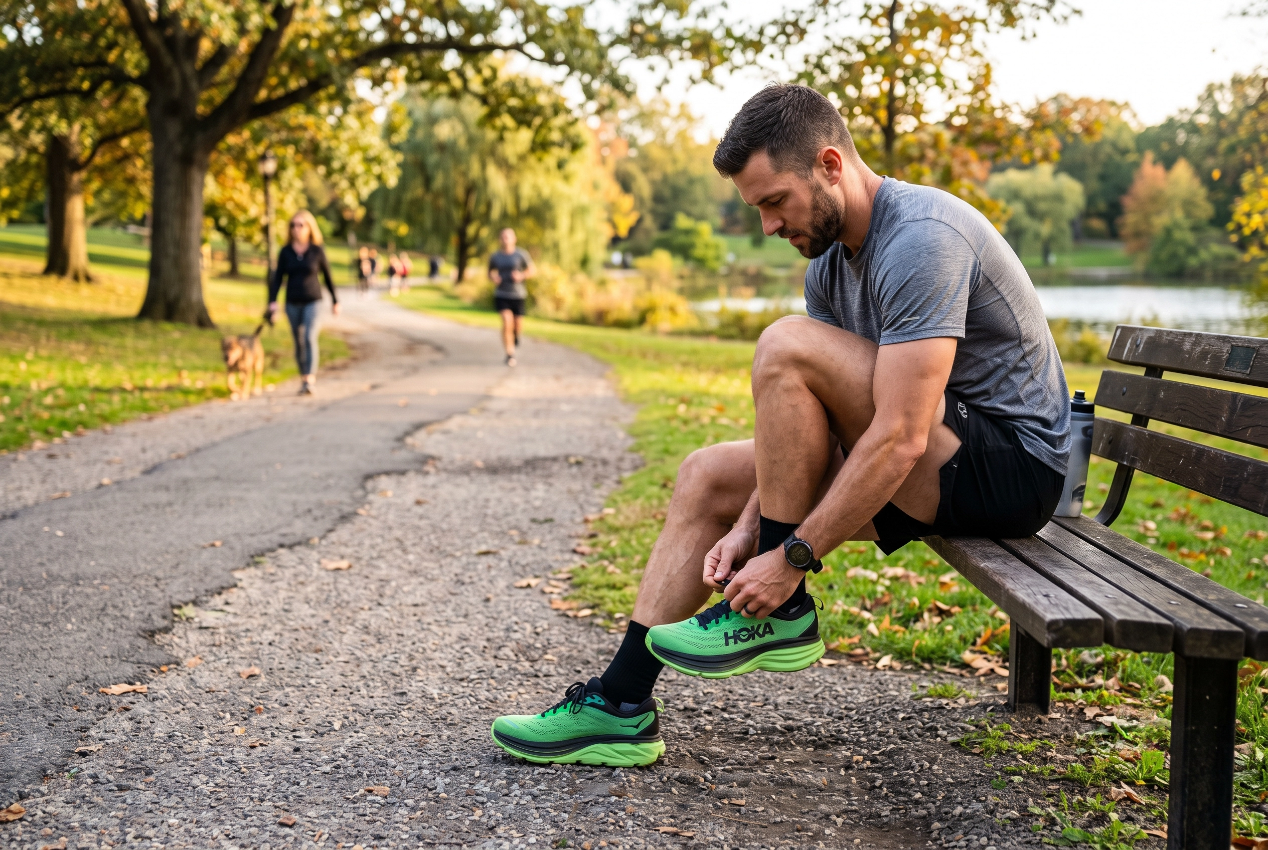 A fit adult tying running shoes, showing that daily exercise is already a part of many prediabetics' routines.
